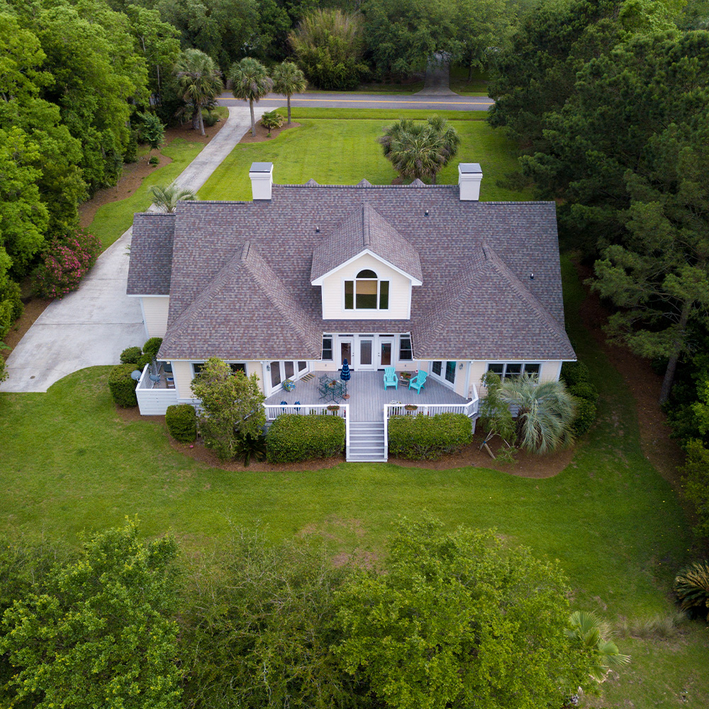 drone photo of front of house